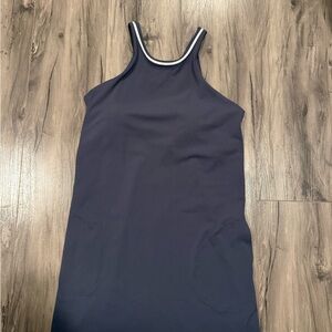 Vuori Slate Blue Athletic Tank Dress with White Trim